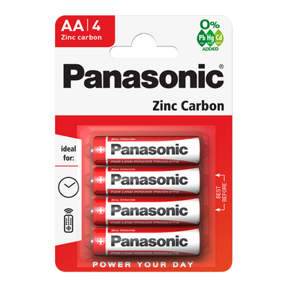 Panasonic Zinc Carbon Batteries Pack 4 AA Size