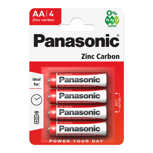 Pack de 4 piles zinc-carbone Panasonic