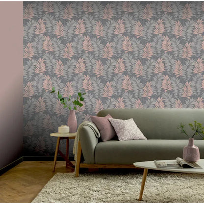 Arthouse Stardust Palm Pink & Grey Wallpaper