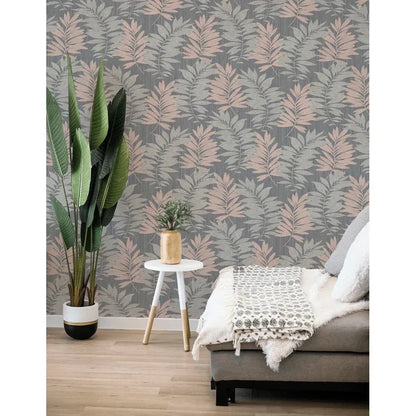 Arthouse Stardust Palm Pink & Grey Wallpaper