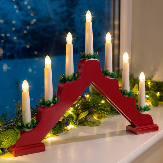 Mains operated candle bridge red