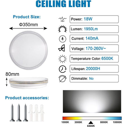 Extrastar 18W LED Bathroom Ceiling Light