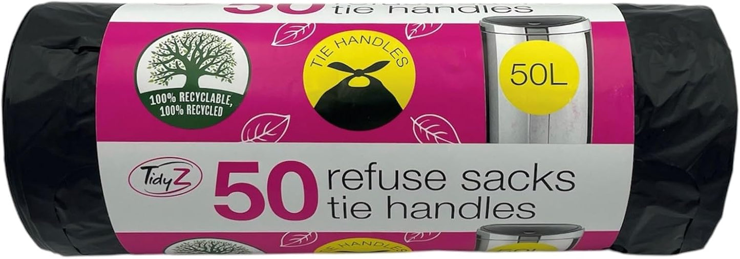 Tidyz Refuse Sacks W Tie Handles Pk50