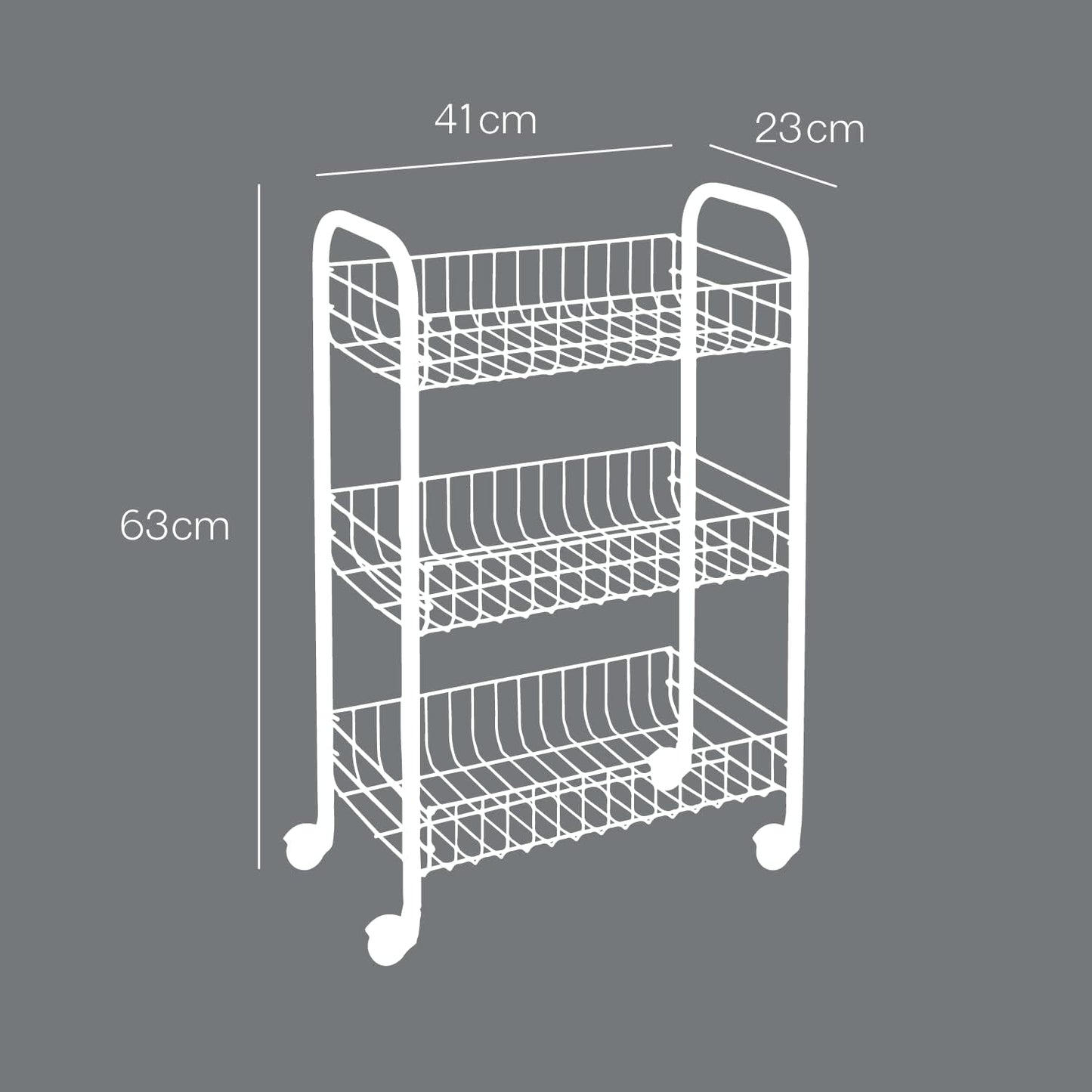 Metaltex 3 Tier Sprinter Trolley White