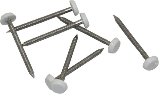Securfix S/S Plastic Headed Nail White 40mm 50pk