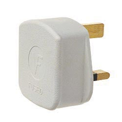 Dencon 13A, 3 Pin Rubber Plug White to BS1363/A Pre-Packed