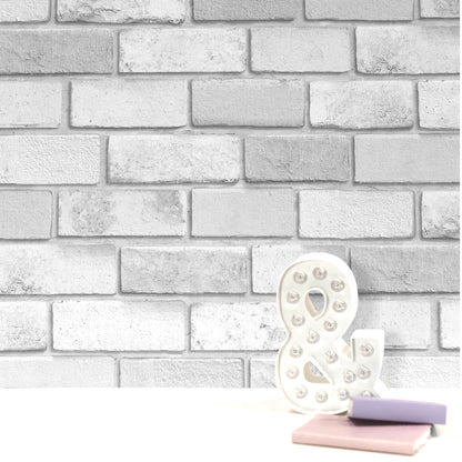 Arthouse Diamond Silver Brick Wallpaper