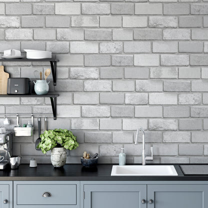 Arthouse Diamond Silver Brick Wallpaper