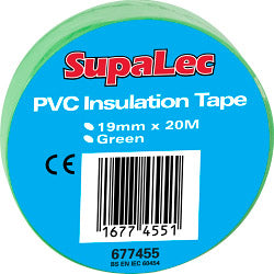 Securlec PVC Insulation Tapes Green 20 Metre Pack 10