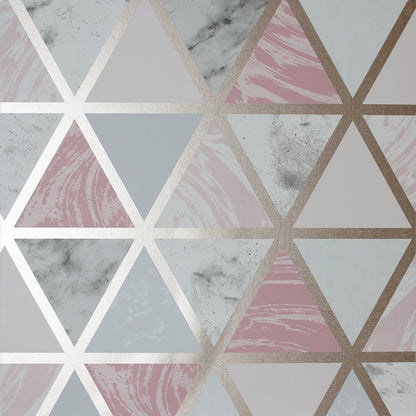 Arthouse Marble Geo Pink Multi Wallpaper