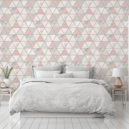 Arthouse Marble Geo Pink Multi Wallpaper