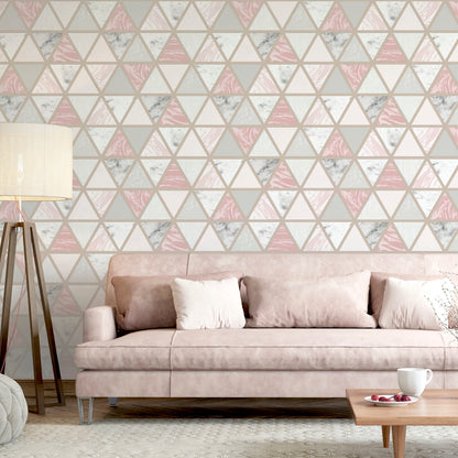 Arthouse Marble Geo Pink Multi Wallpaper