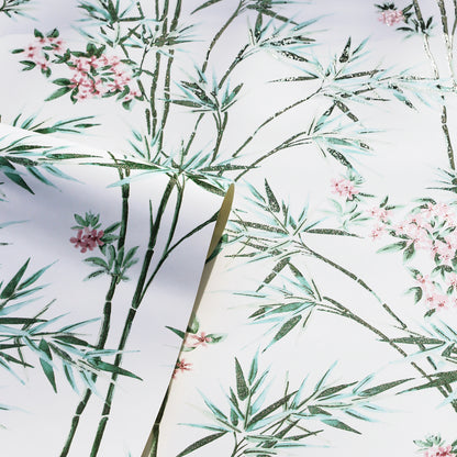 Arthouse Bamboo & Blossom White Wallpaper