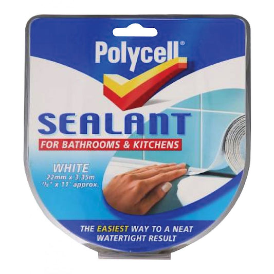 Bande d'étanchéité Polycell pour salle de bain et cuisine - Blanc 22 mm
