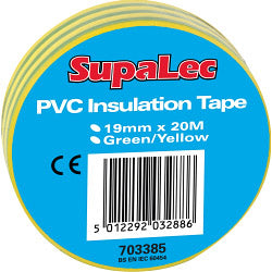 Securlec PVC Insulation Tapes Green & Yellow 20 Metre Pack 10