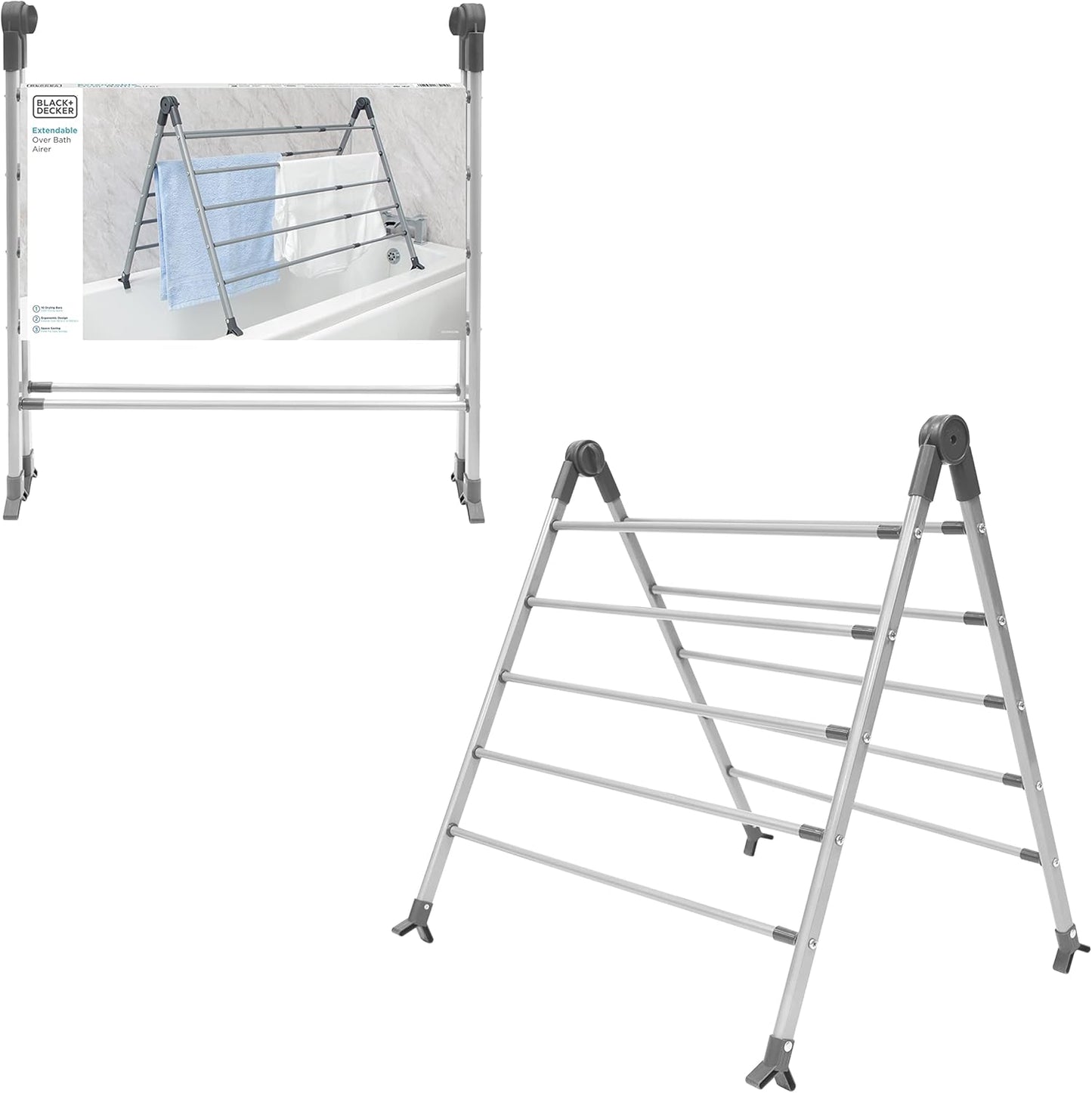 Black  Decker Over Bath Extending Airer Grey