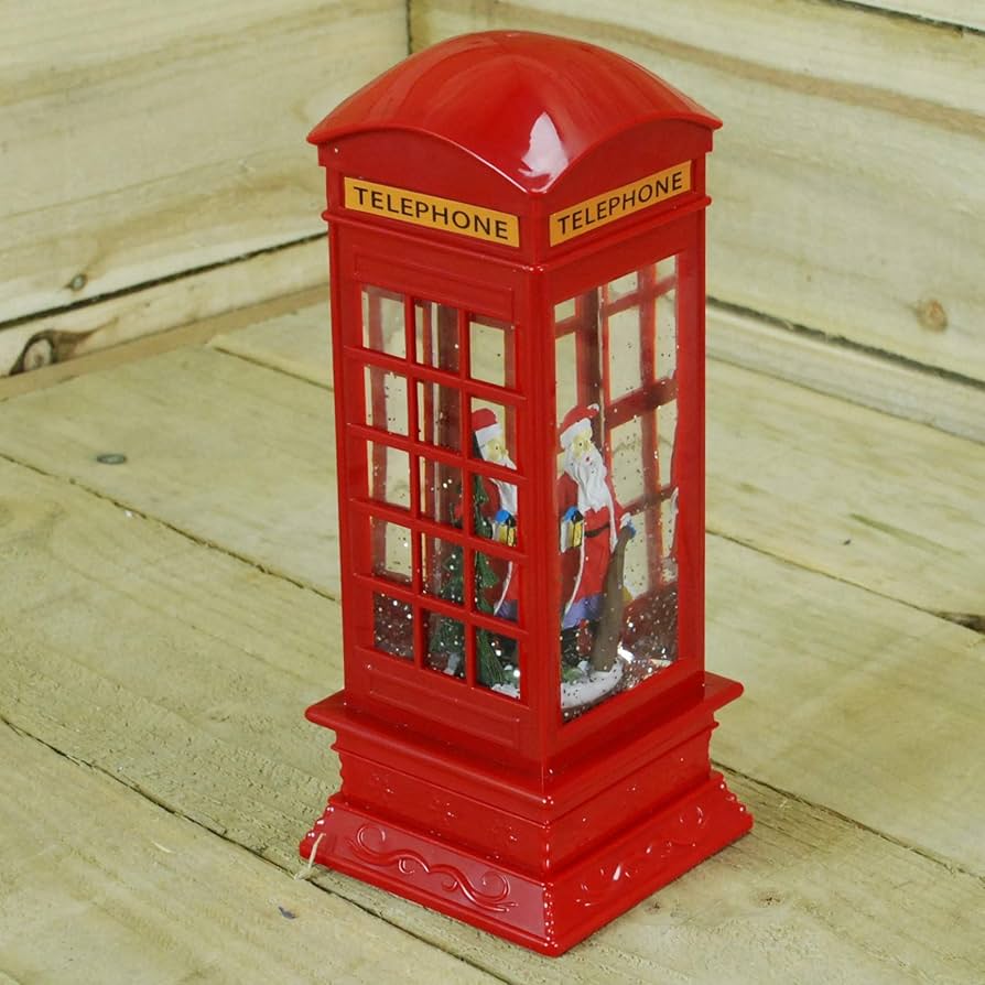 Premier Red Telephone Box LED Glitter Water Spinner