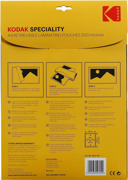 Kodak Speciality Retrievable Laminating Pouches A4 Pack 10