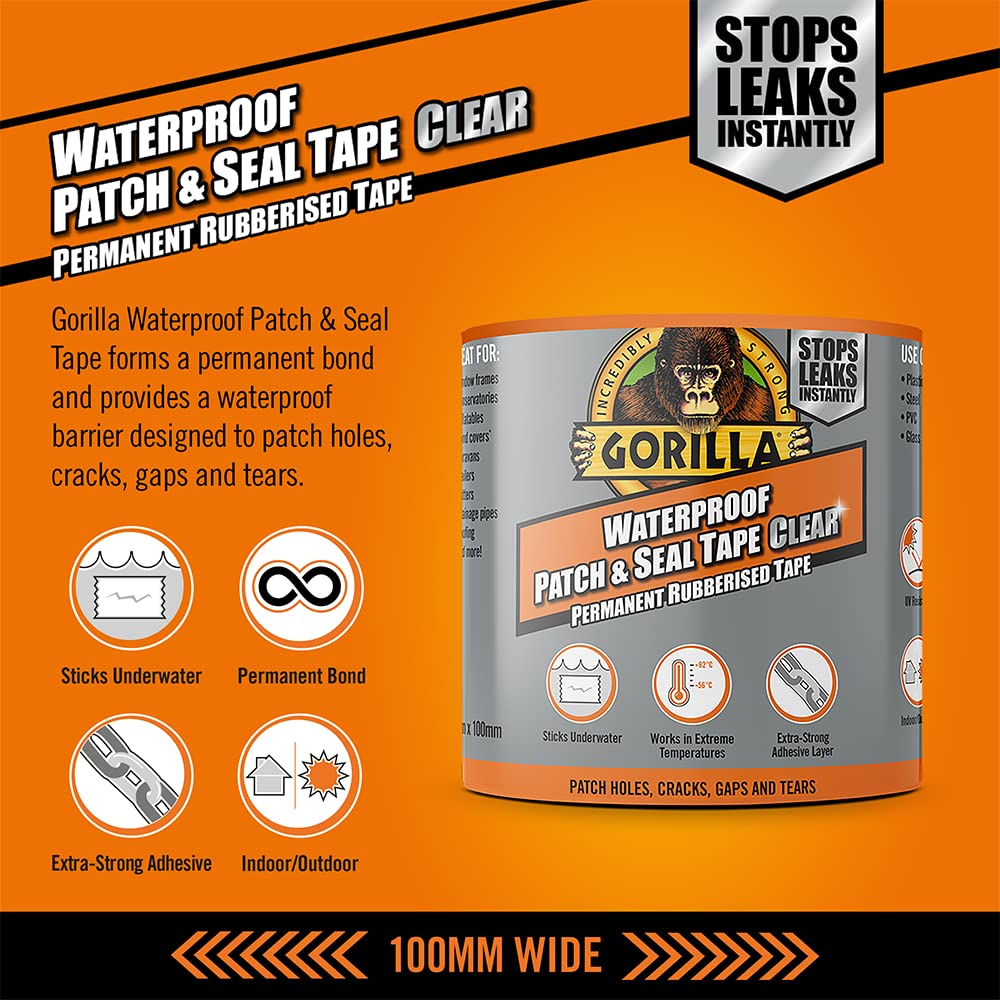 Gorilla Waterproof Patch & Seal Clear Tape 2.4m