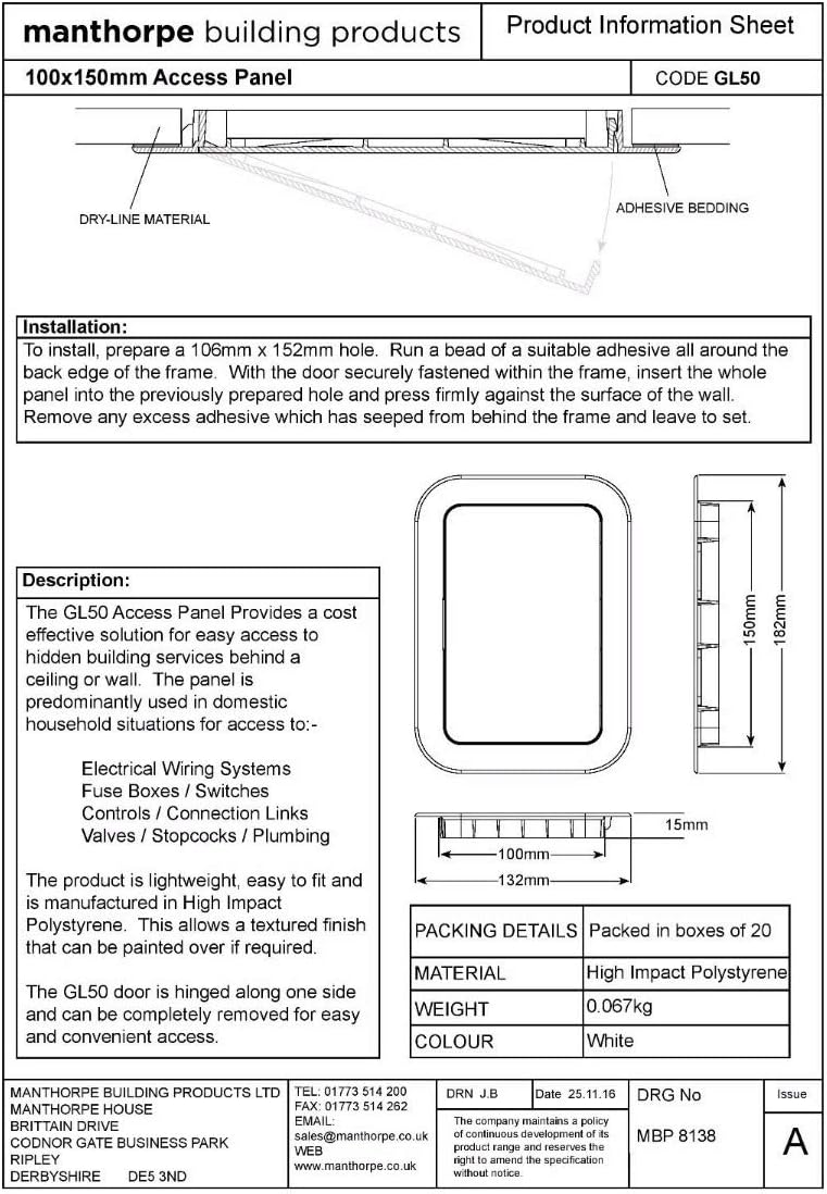 Manthorpe Access Panel 100x150mm