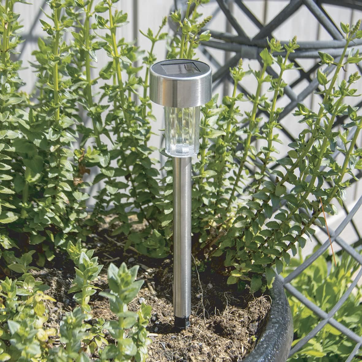 GardenKraft Stainless Steel Bollard Solar Light