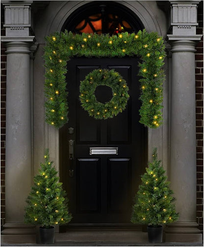 Premier Christmas Door Set, Tree, Wreath, Garland