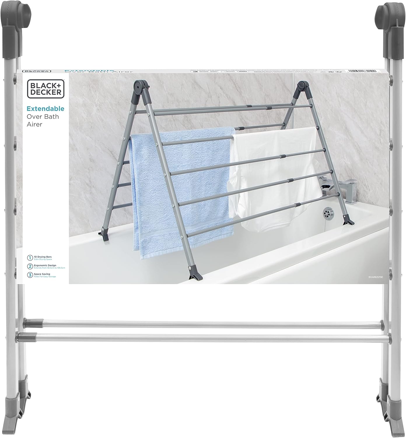 Black  Decker Over Bath Extending Airer Grey