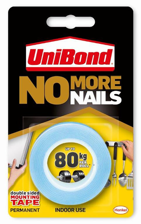 UniBond No More Nails On A Roll Permanent Strong Bond 19mm x 1.5m