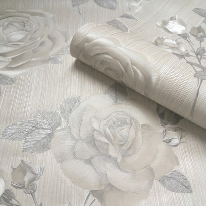 Papel pintado plateado suave Belgravia Amara Rose