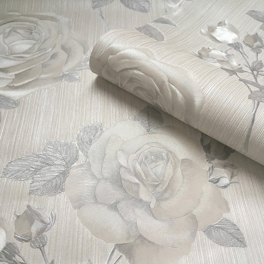 Belgravia Amara Rose Soft Silver Wallpaper