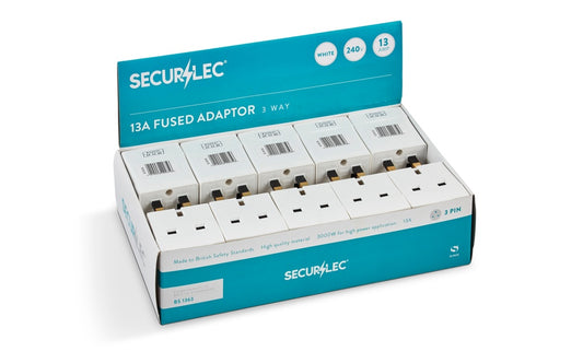 Securlec 3 Way Plug-In Adaptor Fused White 13 Amp