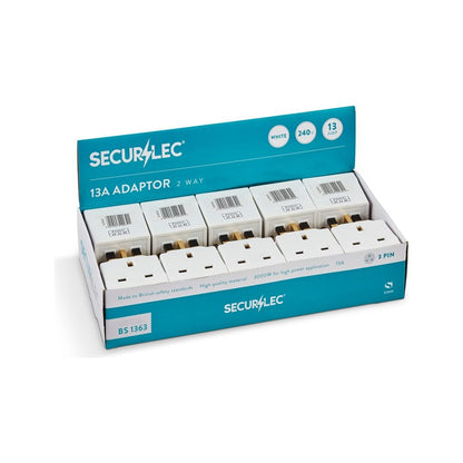 Securlec 2 Way Plug-In Adaptor White 13 Amp