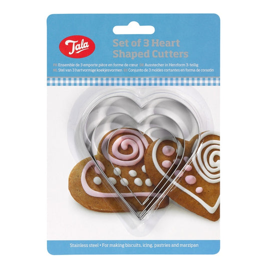 Tala Plain Heart Cutters - Stainless Steel (Set of 3)