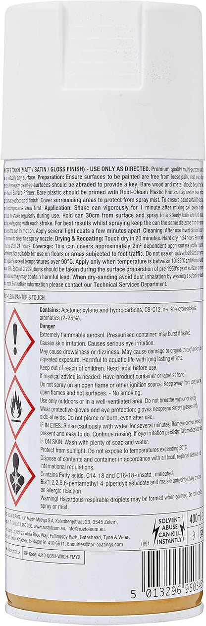 Rustoleum Painter Touch Aerosol Wh/Stn 400ml