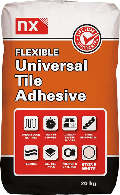 Norcros Stone White Universal Flexible Tile Adhesive 20kg