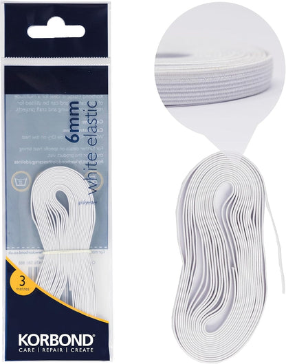 Korbond Elastic – White 6mm x 3m