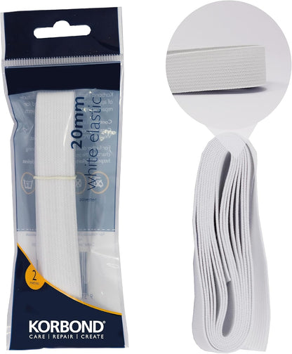 Korbond Elastic – White 20mm x 2m