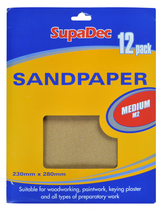SupaDec General Purpose Sandpaper Pack 12 Medium M2