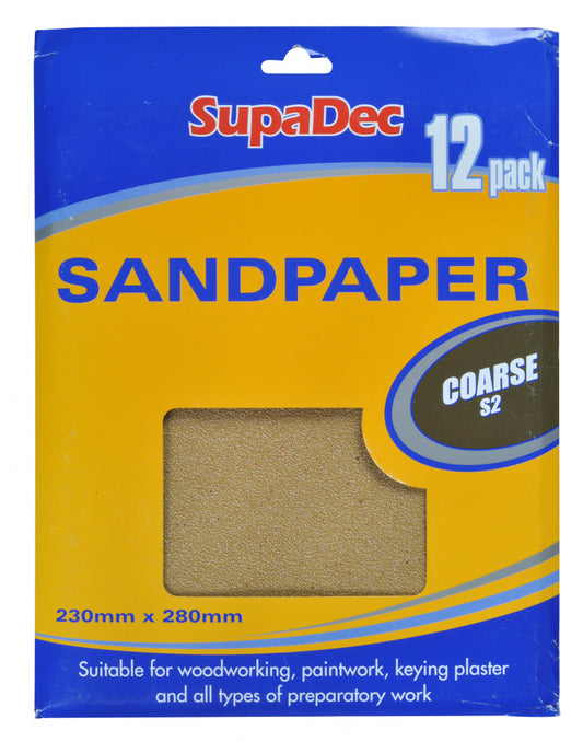 SupaDec General Purpose Sandpaper Pack 12 Coarse S2
