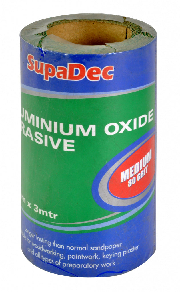 Rouleau d'oxyde d'aluminium SupaDec de qualité moyenne, grain 80, 3 m