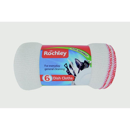 Rochley Bleached Dish Cloths Roll 6