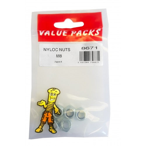 Fast Pak M8 NYLOC NUTS ZINC PLATED