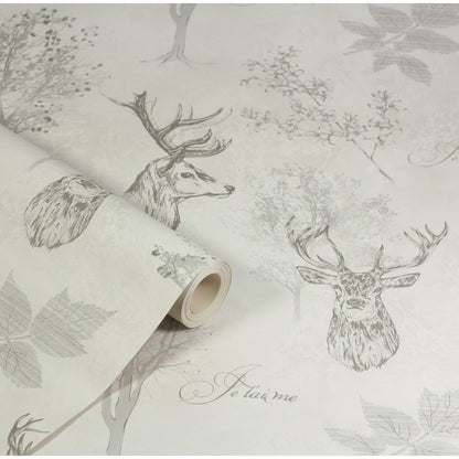 Arthouse Etched Stag Mono Wallpaper