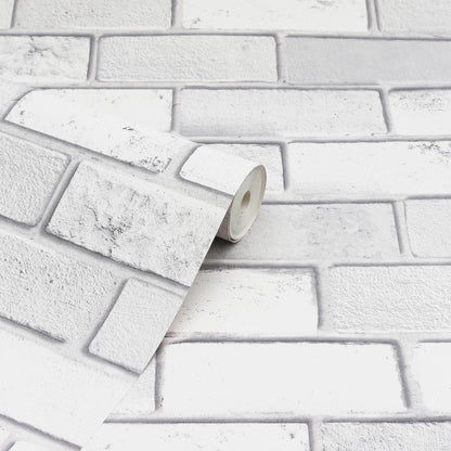 Arthouse Diamond White Brick Wallpaper