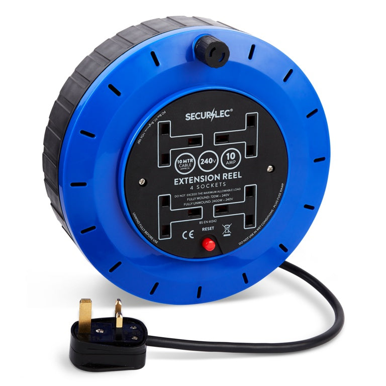 Securlec 10m, 4 Gang, 10 Amp Extension Reel