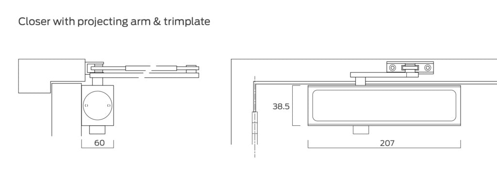 Briton Adjustable Door Closer Size 2-4