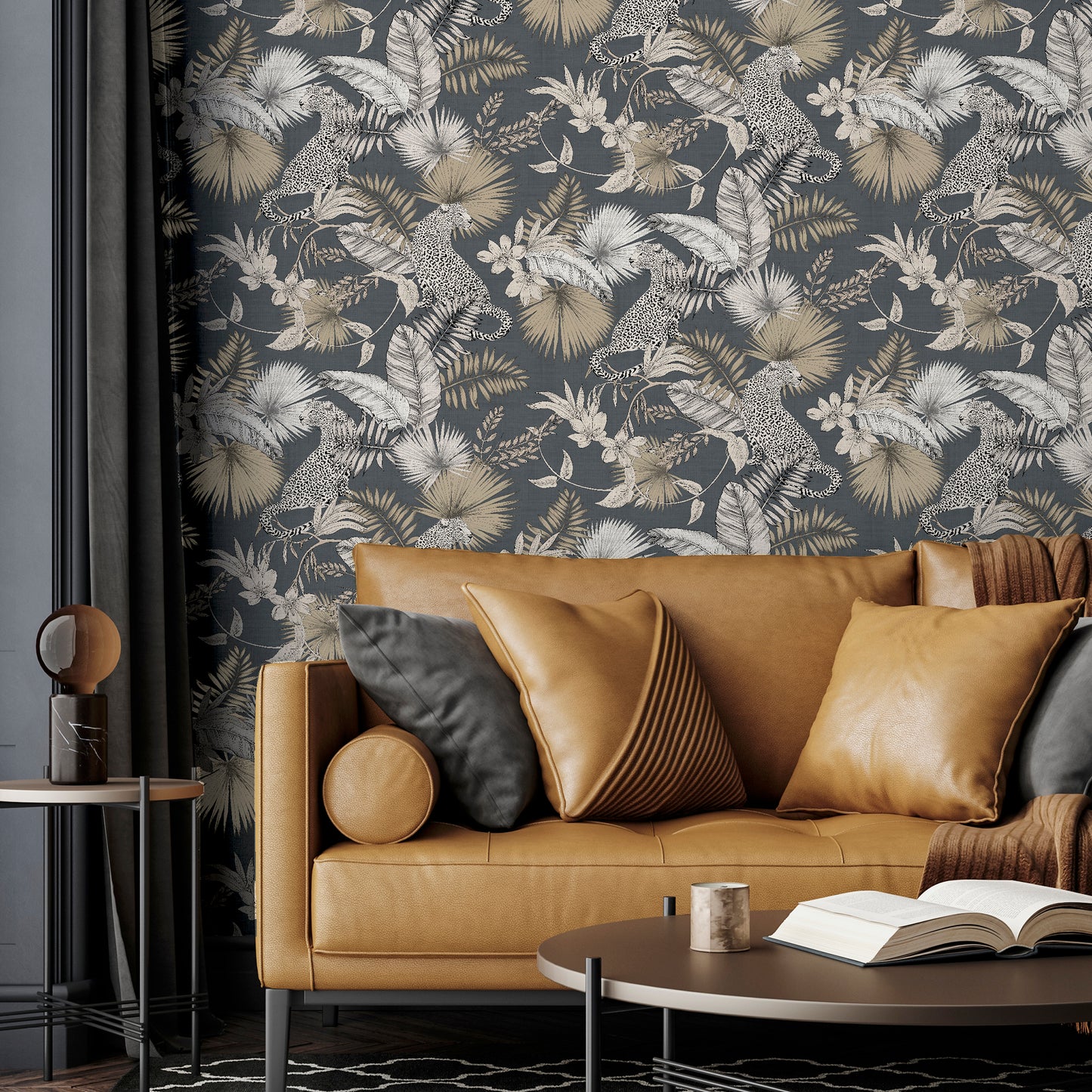 Arthouse Tropical Leopard Neutral Wallpaper