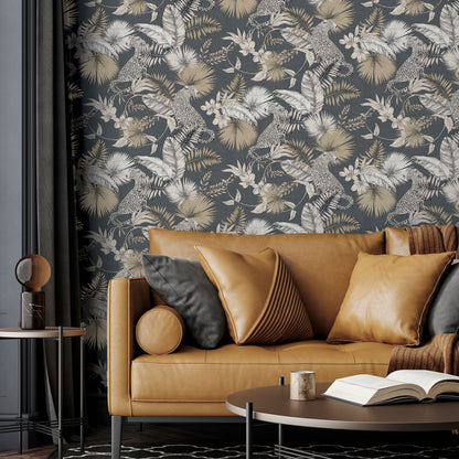 Arthouse Tropical Leopard Neutral Wallpaper