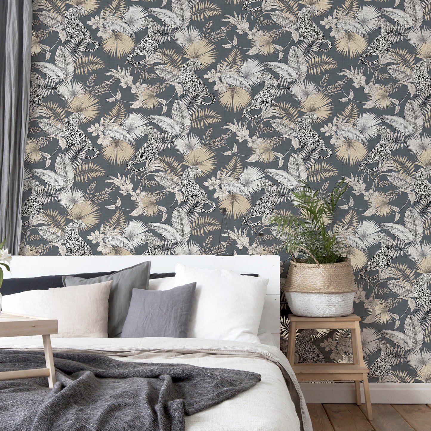 Arthouse Tropical Leopard Neutral Wallpaper