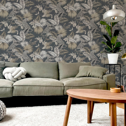 Arthouse Tropical Leopard Neutral Wallpaper